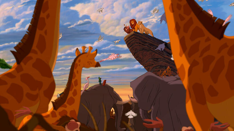 Timon voiced by Nathan Lane, Pumbaa voiced by Ernie Sabella, Simba voiced by Matthew Broderick and Nala voiced by Moira Kelly in "The Lion King 3D."