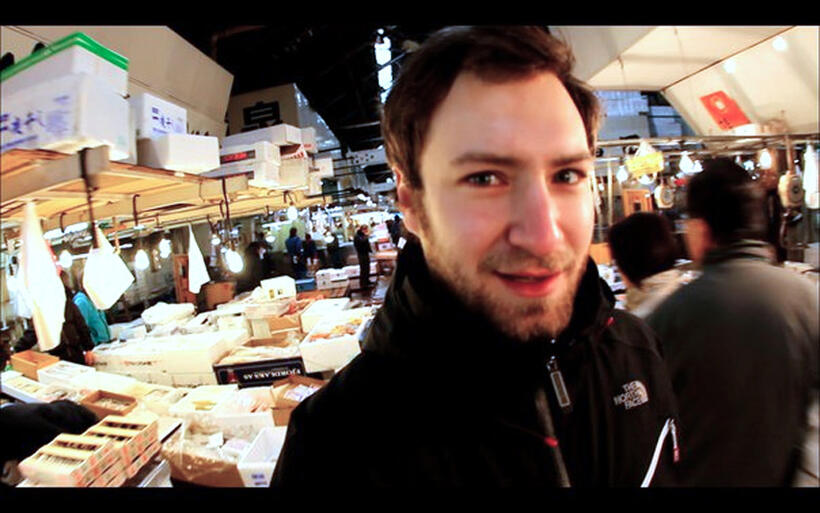 Director David Gelb on the set of "Jiro Dreams of Sushi."