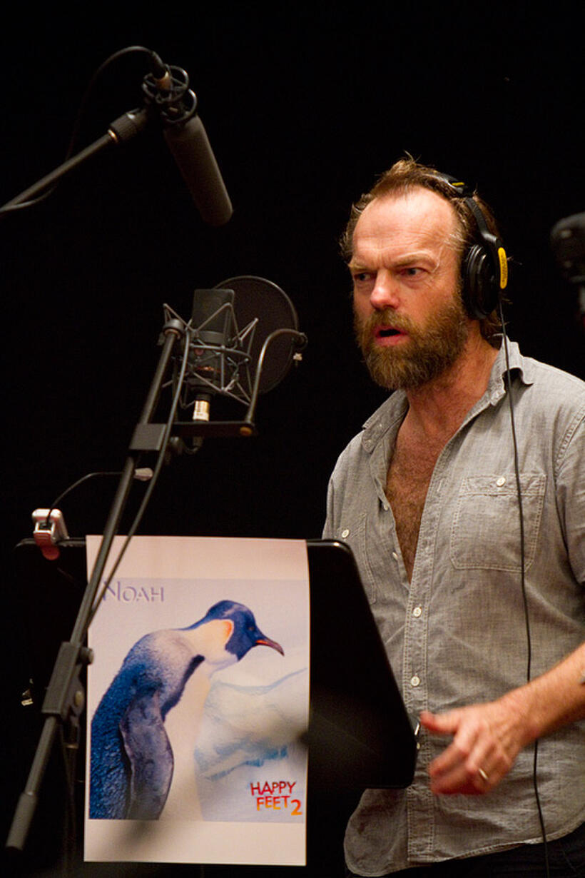 Hugo Weaving on the set of "Happy Feet Two."