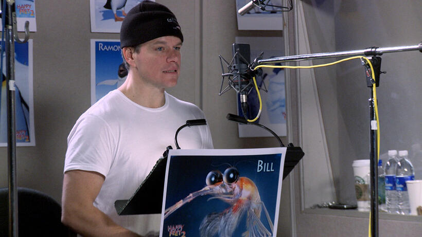 Matt Damon on the set of "Happy Feet Two."
