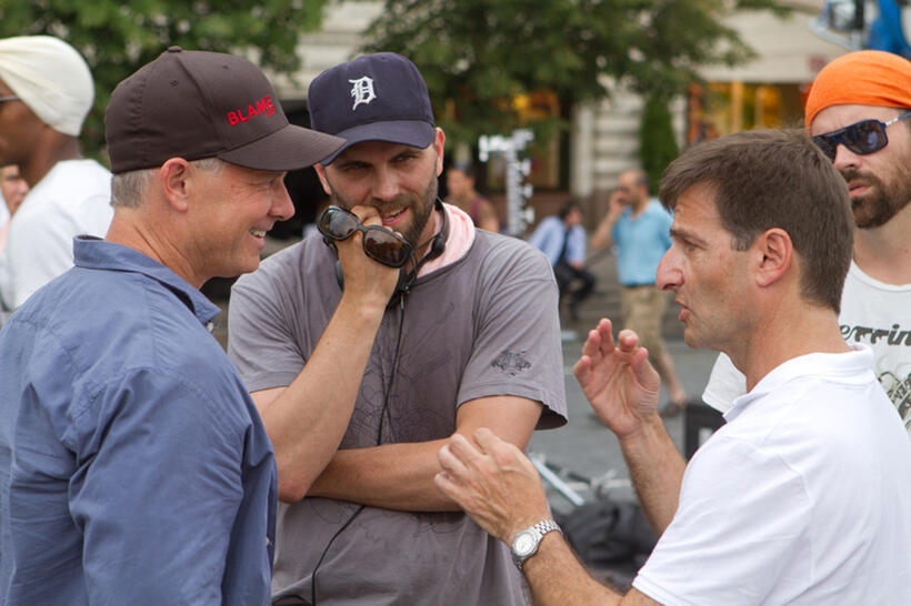 Director Chris Gorak and producer Tom Jacobson on the set of "The Darkest Hour."