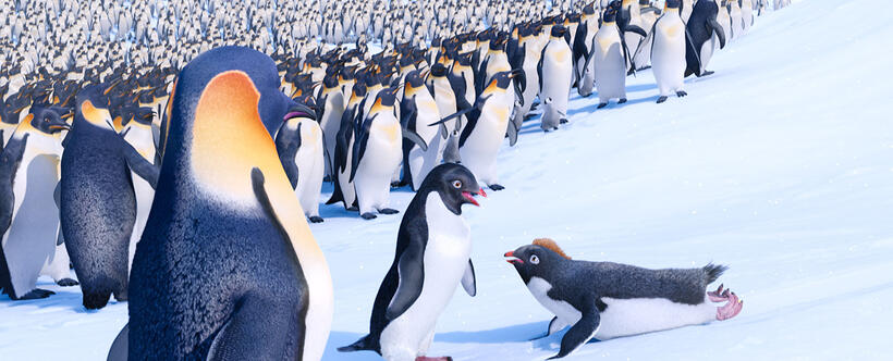 Carmen voiced by Sofia Vergara and Ramon voiced by Robin Williams in "Happy Feet Two."