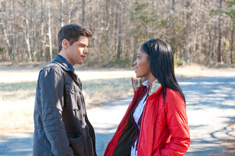 Jeremy Jordan as Randy Garrity and Keke Palmer as Olivia Hill in "Joyful Noise."