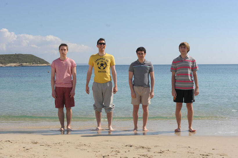 Simon Bird, James Buckley, Blake Harrison, Joe Thomas in "The Inbetweeners."