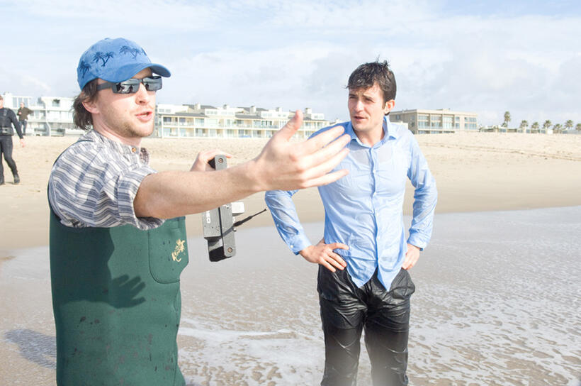 Director Lance Daly and Orlando Bloom on the set of "The Good Doctor."