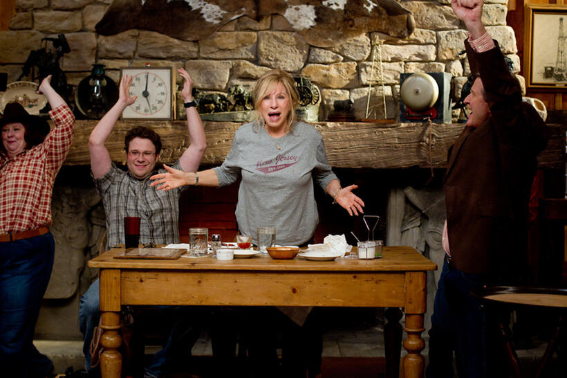 Lorna Scott as Waitress, Seth Rogen as Andrew Brewster, Barbra Streisand as Joyce Brewster and Brett Cullen as Ben Graw in "The Guilt Trip."
