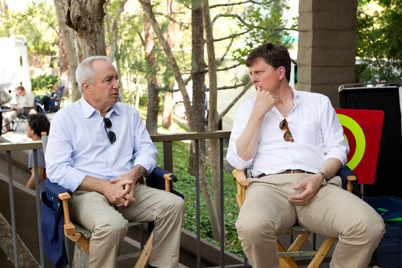 Producer Lorne Michaels and producer John Goldwyn on the set of "The Guilt Trip."