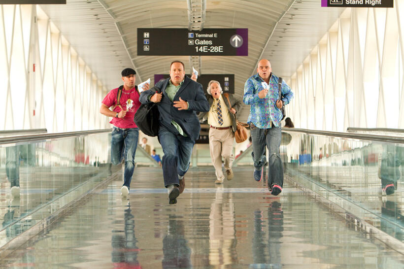 Mark Dellagrotte as Dellagrotte, Kevin James as Scott Voss, Henry Winkler as Marty Streb and Bas Rutten as Niko in "Here Comes the Boom."