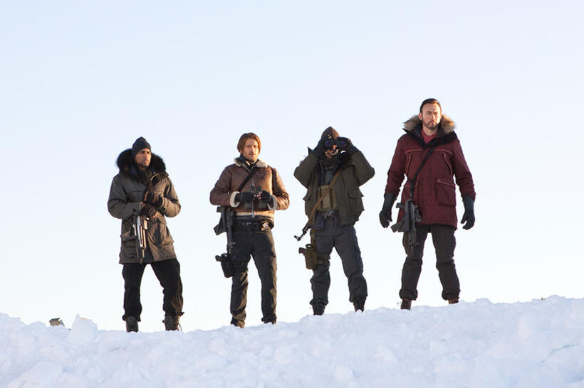 Boris Kodjoe as Luther West, Johann Urb as Leon S. Kennedy, Robin Kasyanov as Sergei and Kevin Durand as Barry Burton in "Resident Evil: Retribution."