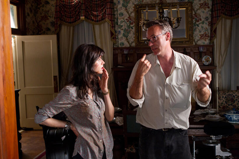 Alexandra Daddario and director John Luessenhop on the set of "Texas Chainsaw 3D."