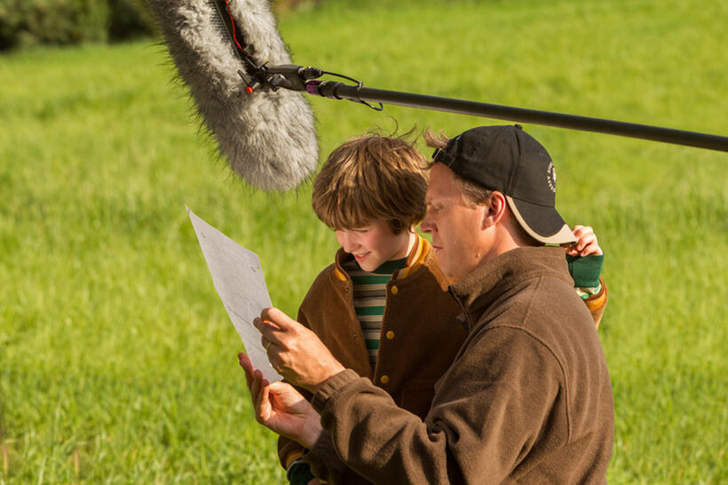 CJ Adams and director Peter Hedges on the set of "The Odd Life of Timothy Green."