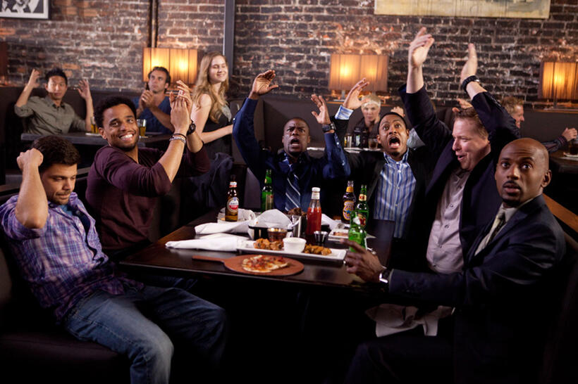 Jerry Ferrara as Jeremy, Michael Ealy as Dominic, Kevin Hart as Cedric, Terrence J as Michael, Gary Owen as Bennett and Romany Malco as Zeke in "Think Like a Man."