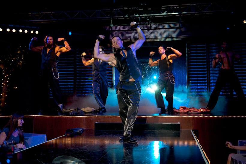 Kevin Nash as Tarzan, Matt Bomer as Ken, Channing Tatum as Mike Martingano, Adam Rodriguez as Tito and Joe Manganiello as Big Dick Richie in "Magic Mike."