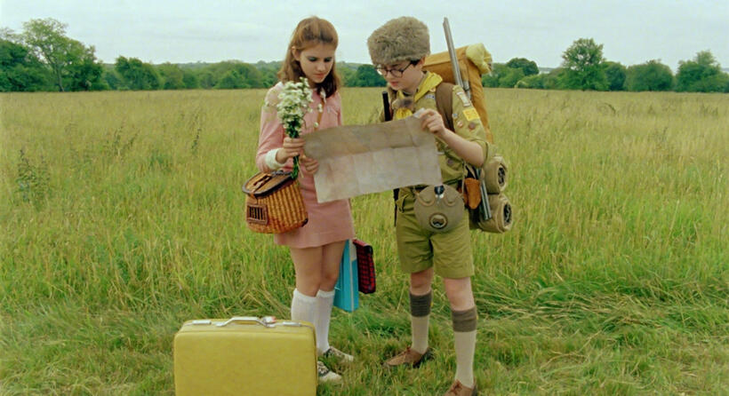 Kara Hayward as Suzy and Jared Gilman as Sam in "Moonrise Kingdom."