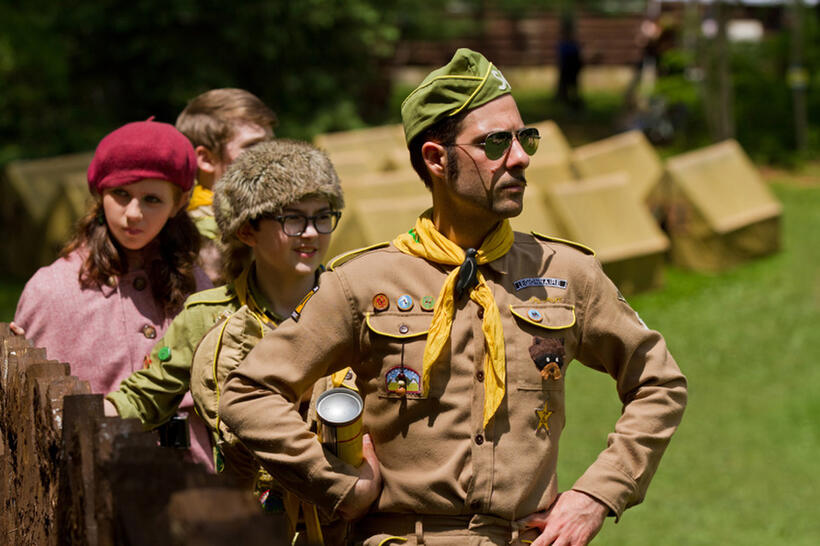 Kara Hayward as Suzy, Jared Gilman as Sam and Jason Schwartzman as Cousin Ben in "Moonrise Kingdom."