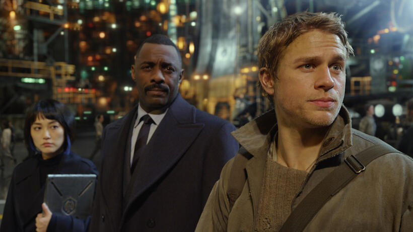 Rinko Kikuchi, Idris Elba and Charlie Hunnam in "Pacific Rim."