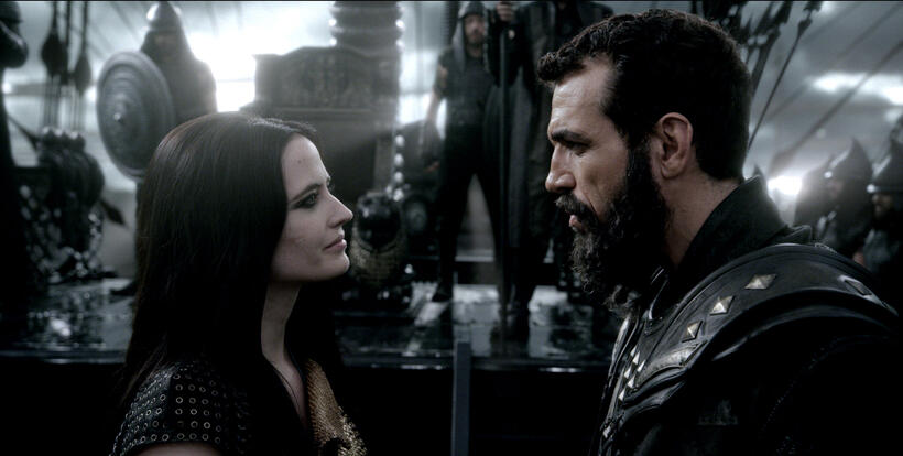 Eva Green as Artemisia and Christopher Sciueref as General Kashani in "300: Rise of an Empire."