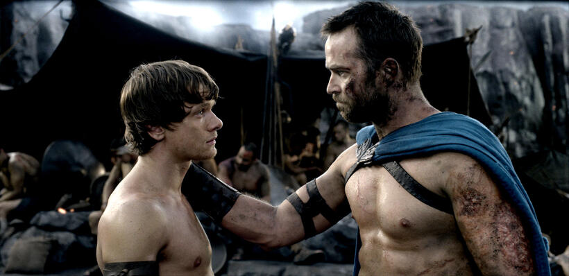 Jack O'Connell as Calisto and Sullivan Stapleton as Themistokles in "300: Rise of an Empire."
