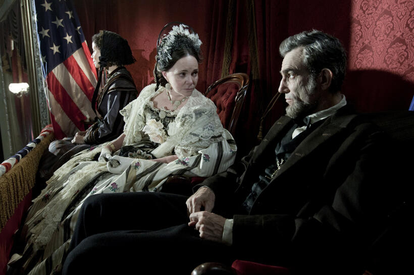 Gloria Reuben as Elizabeth Keckley, Sally Field as Mary Todd Lincoln and Daniel Day-Lewis as president Abraham Lincoln in "Lincoln."