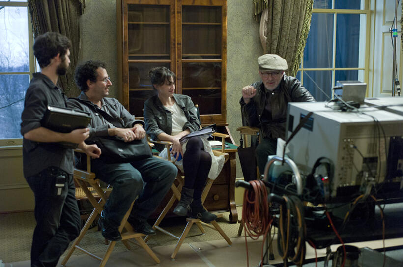 Screenwriter Tony Kushner and director Steven Spielberg on the set of "Lincoln."
