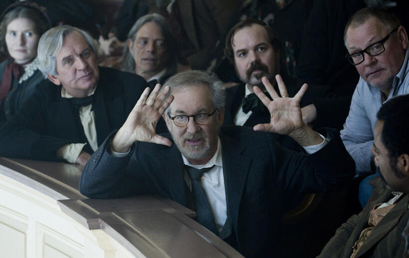 Director Steven Spielberg on the set of "Lincoln."