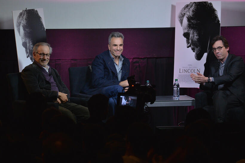 Director Steven Spielberg, Daniel Day-Lewis and Guest at the AMC Theatres Q&A of "Lincoln" in New York.