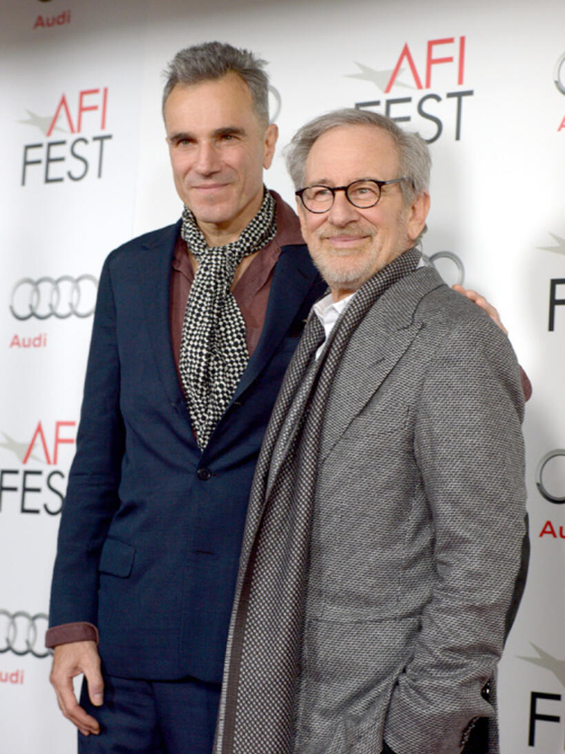 Daniel Day-Lewis and director/producer Steven Spielberg at the California premiere of "Lincoln."