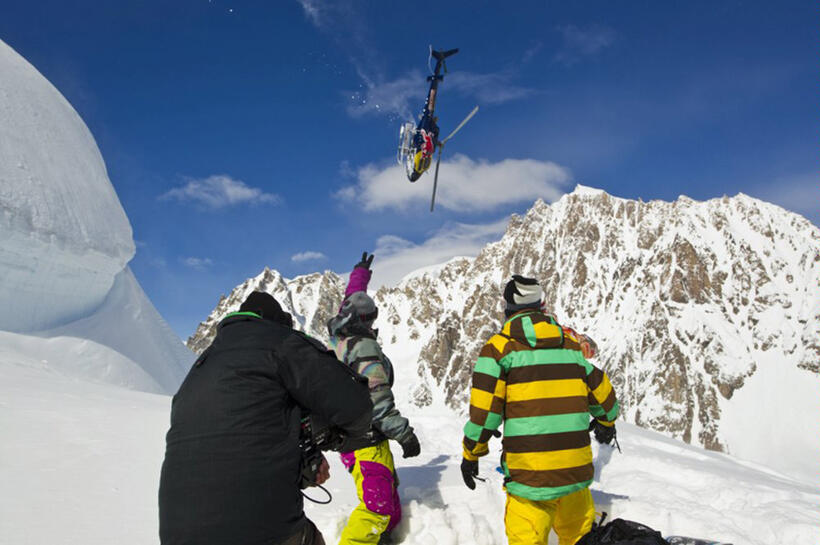 Travis Rice and John Jackson on the set of "The Art of Flight."
