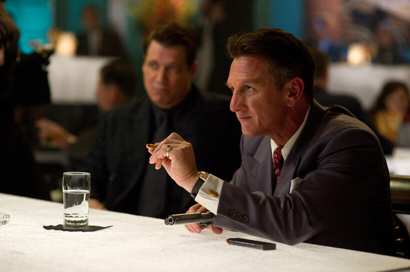 Holt McCallany as Karl Lockwood and Sean Penn as Mickey Cohen in "Gangster Squad."