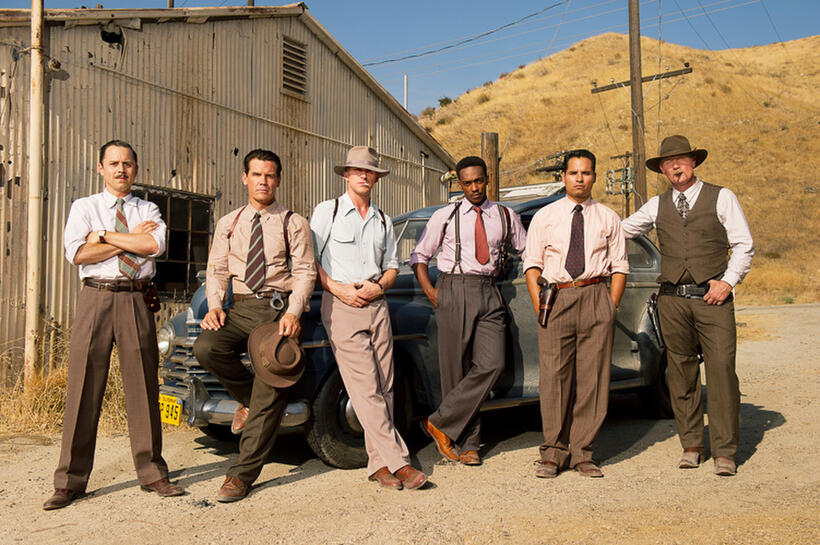Giovanni Ribisi as Conwell Keeler, Josh Brolin as Sgt. John O'Mara, Ryan Gosling as Sgt. Jerry Wooters, Anthony Mackie as Coleman Harris, Michael Pena as Navidad Ramirez and Robert Patrick as Max Kennard in "Gangster Squad."