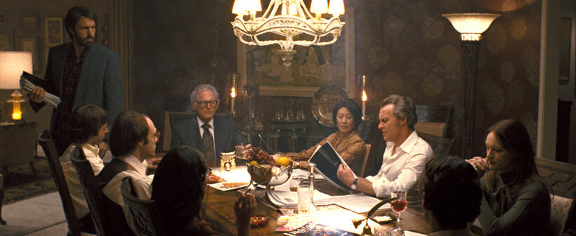 Ben Affleck as Tony Mendez, Victor Garber as Ken Taylor, Page Leong as Pat Taylor, Tate Donovan as Bob Anders, Kerry Bishe as Kathy Stafford in "Argo."
