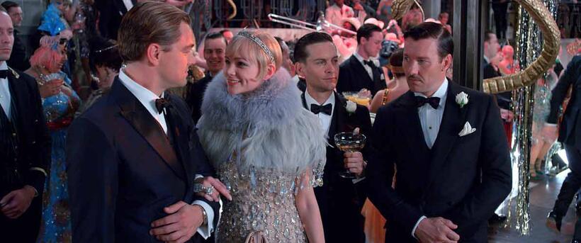 Leonardo DiCaprio as Jay Gatsby, Carey Mulligan as Daisy Buchanan, Tobey Maguire as Nick Carraway and Joel Edgerton as Tom Buchanan in "The Great Gatsby."