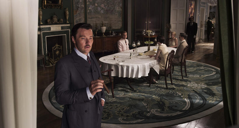 Joel Edgerton as Tom Buchanan, Leonardo DiCaprio as Jay Gatsby, Elizabeth Debicki as Jordan Baker, Carey Mulligan as Daisy Buchanan and Tobey Maguire as Nick Carraway in "The Great Gatsby."