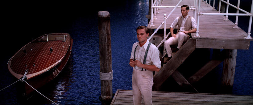 Leonardo DiCaprio as Jay Gatsby and Tobey Maguire as Nick Carraway in "The Great Gatsby."