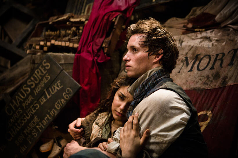 Samantha Barks and Eddie Redmayne in "Les Miserables."