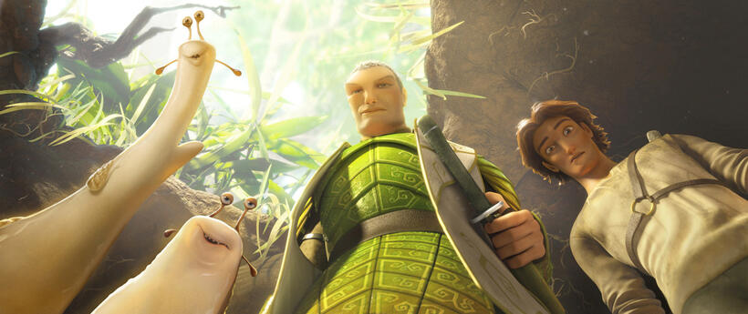 Chris O'Dowd voiced by Grub, Aziz Ansari voiced by Mub, Colin Farrell voiced by Ronin and Josh Hutcherson voiced by Nod in "Epic."