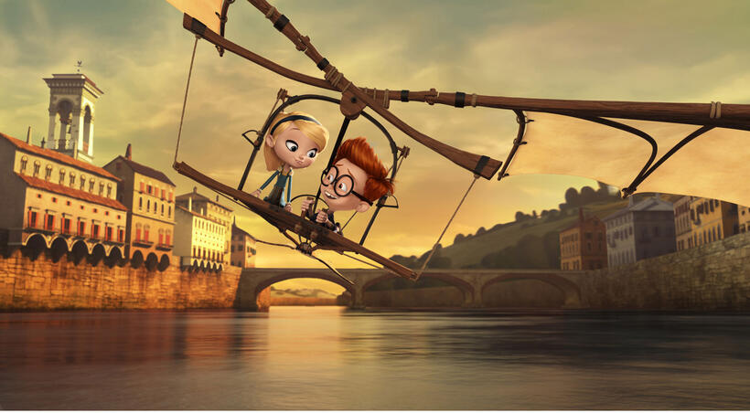 Penny voiced by Ariel Winter and Sherman voiced by Max Charles in "Mr. Peabody & Sherman."