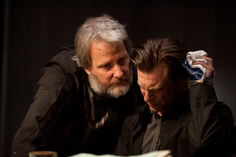 Jeff Daniels as Abe and Noah Segan as Kid Blue in "Looper."