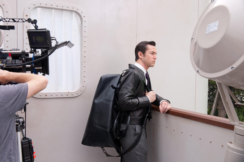 Joseph Gordon-Levitt on the set of "Looper."