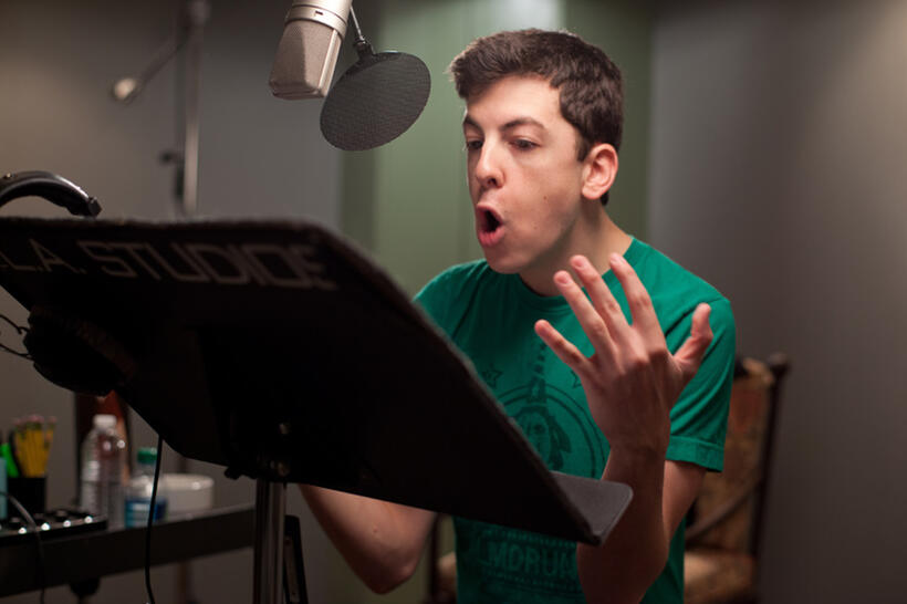 Christopher Mintz-Plasse on the set of "ParaNorman."