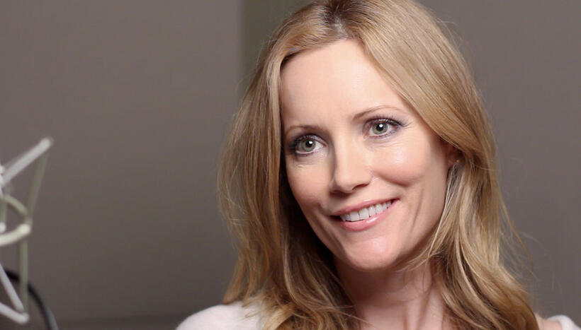 Leslie Mann on the set of "ParaNorman."
