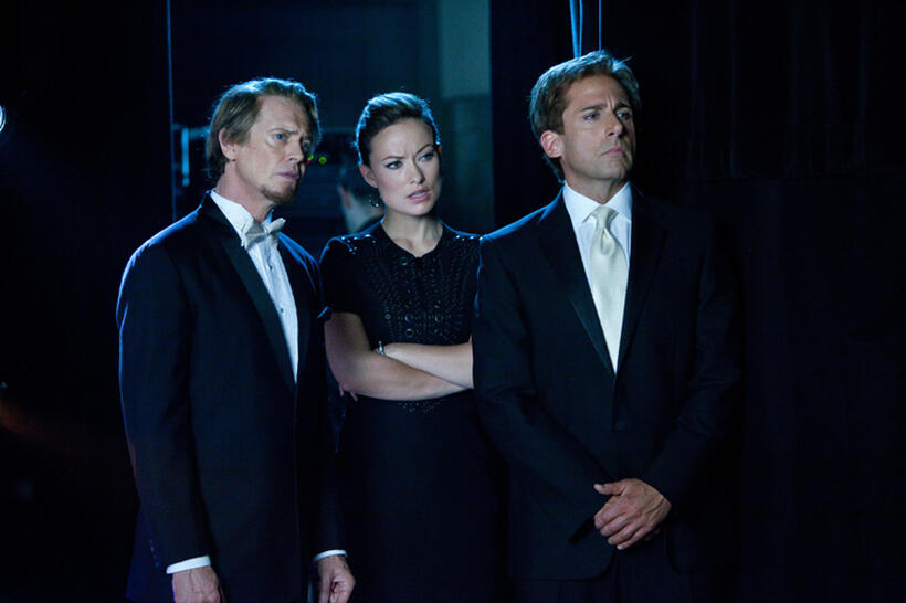 Steve Buscemi as Anton Marvelton, Olivia Wilde as Jane and Steve Carell as Burt Wonderstone in "The Incredible Burt Wonderstone."