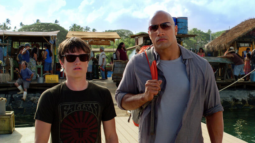 Josh Hutcherson as Sean and Dwayne Johnson as Hank in "Journey 2: The Mysterious Island."