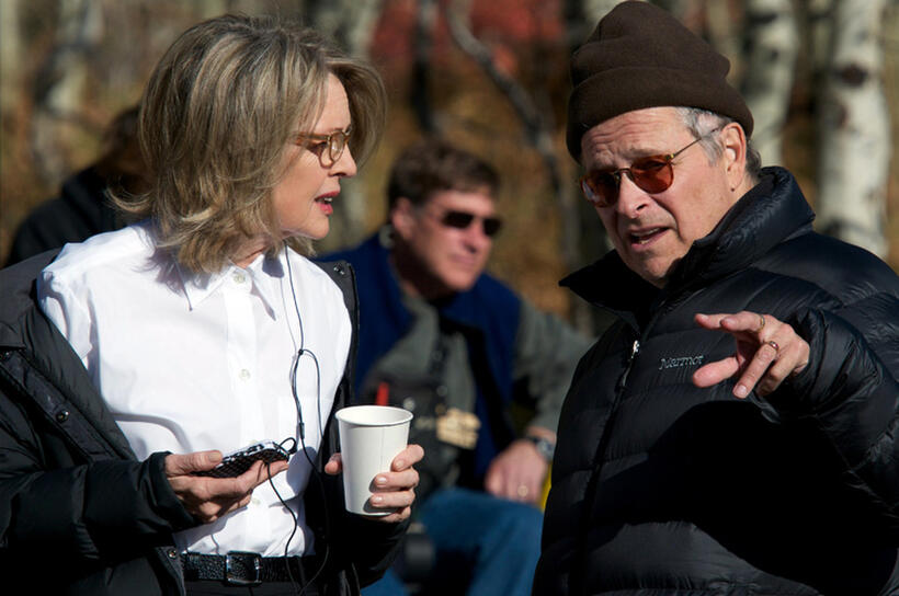 Diane Keaton and director Lawrence Kasdan on set of "Darling Companion."