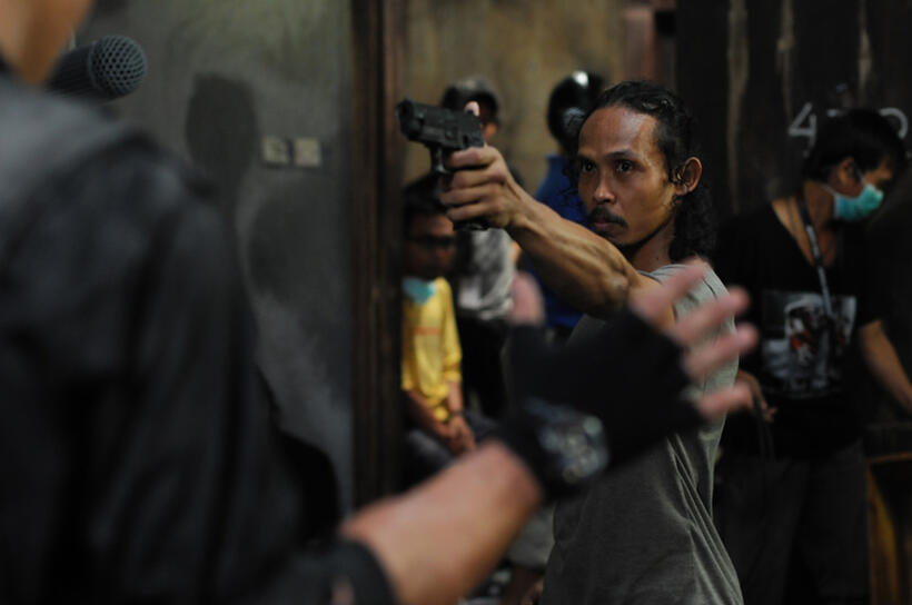 Yayan Ruhian on the set of "The Raid."