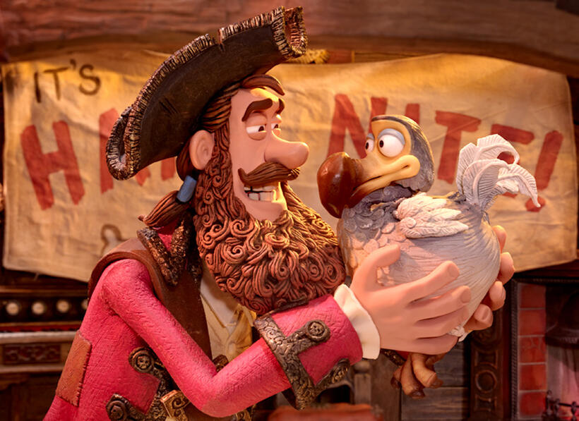 Pirate Captain voiced by Hugh Grant in "Pirates! Band of Misfits."
