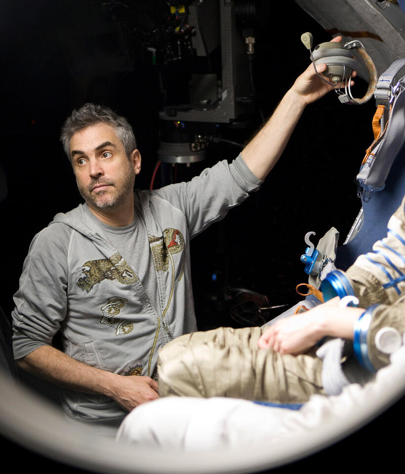 Director Alfonso Cuaron on the set of "Gravity."
