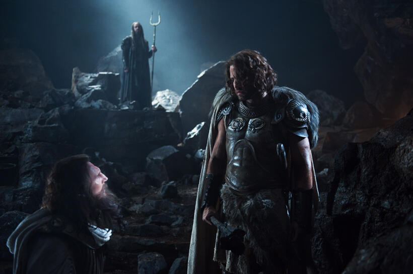 Liam Neeson as Zeus, Ralph Fiennes as Hades and Edgar Ramirez as Ares in "Wrath Of The Titans."