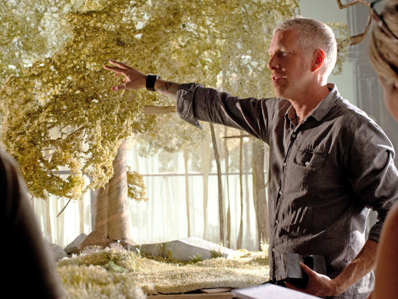 Production designer Nelson Lowry on the set of "ParaNorman."