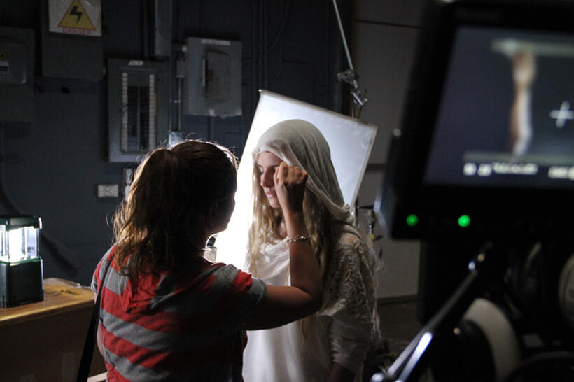 Brit Marling on the set of "Sound of My Voice."